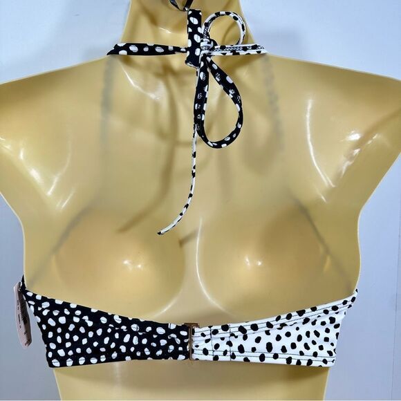 NWT VICTORIA’S SECRET DISCONTINUED THE WRAP HALTER POLKA DOT BIKINI TOP 32D - Picture 2 of 6